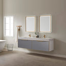 Alicante 72" Vanity in Classic Blue with White Sintered Stone Countertop and undermount sink With Mirror