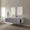 Alicante 72" Vanity in Classic Blue with White Sintered Stone Countertop and undermount sink With Mirror