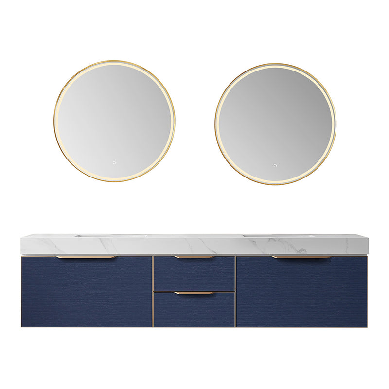 Vinnova Design Alicante 84" Double Sink Bath Vanity with White Sintered Stone Top