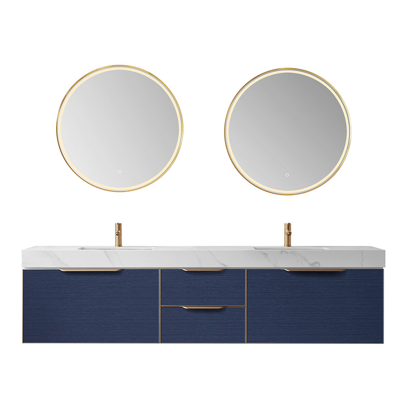 Vinnova Design Alicante 84" Double Sink Bath Vanity with White Sintered Stone Top