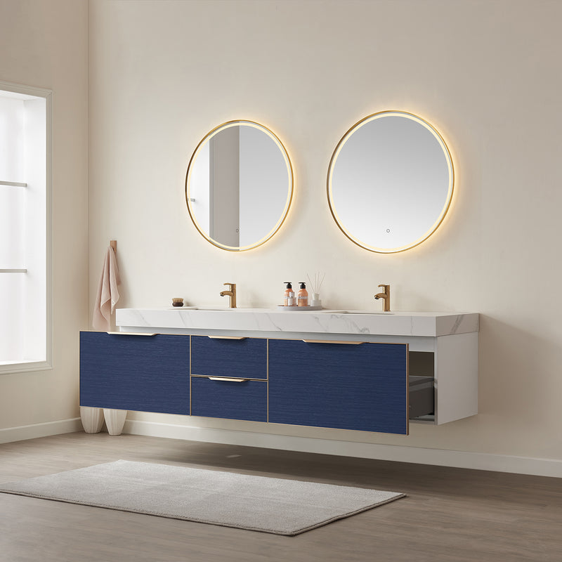 Vinnova Design Alicante 84" Double Sink Bath Vanity with White Sintered Stone Top