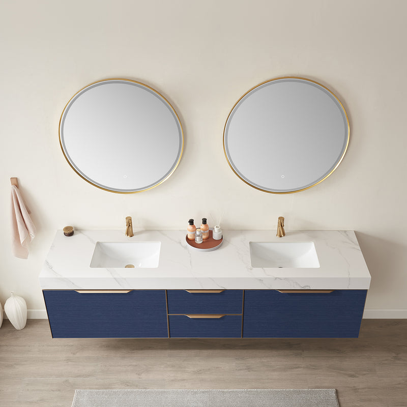 Vinnova Design Alicante 84" Double Sink Bath Vanity with White Sintered Stone Top