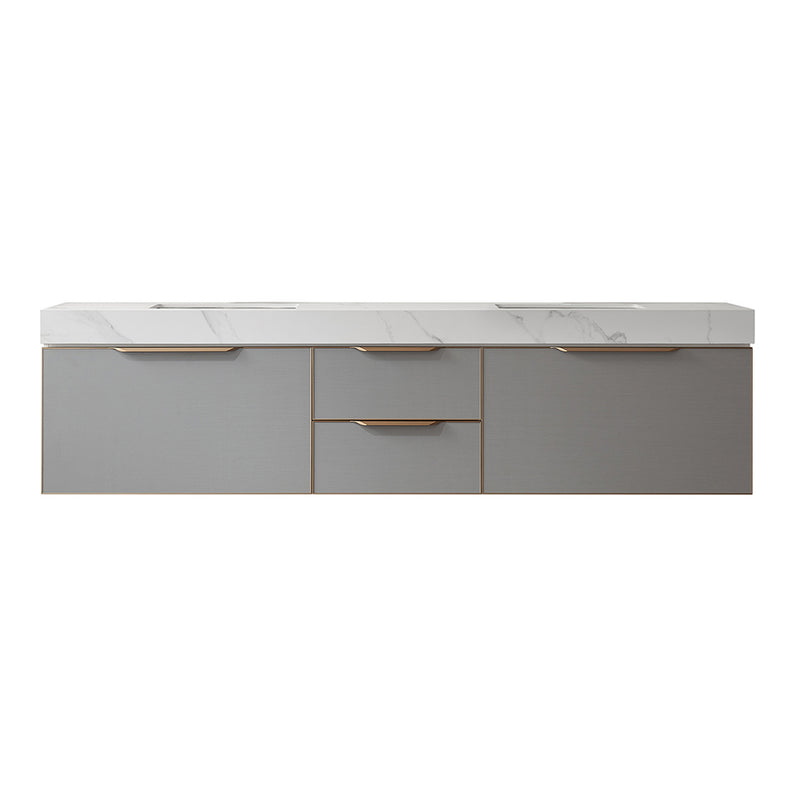 Vinnova Design Alicante 84" Double Sink Bath Vanity with White Sintered Stone Top