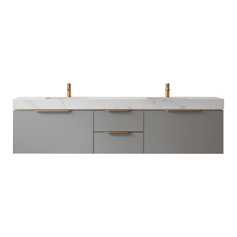 Vinnova Design Alicante 84" Double Sink Bath Vanity with White Sintered Stone Top