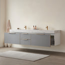 Vinnova Design Alicante 84" Double Sink Bath Vanity with White Sintered Stone Top