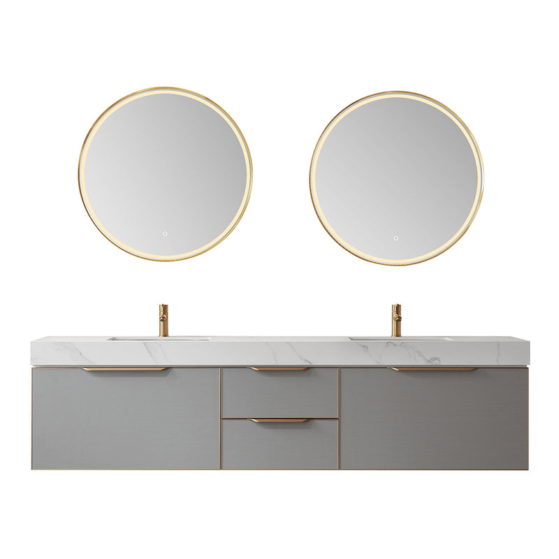 Vinnova Design Alicante 84" Double Sink Bath Vanity with White Sintered Stone Top