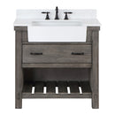 Villareal 36" Single Bath Vanity with Composite Stone Top in White, White Farmhouse Basin