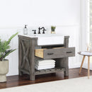 Villareal 36" Single Bath Vanity with Composite Stone Top in White, White Farmhouse Basin