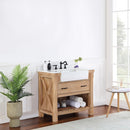 Villareal 36" Single Bath Vanity with Composite Stone Top in White, White Farmhouse Basin