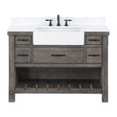 Villareal 48" Single Bath Vanity with Composite Stone Top in White, White Farmhouse Basin