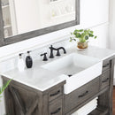 Villareal 48" Single Bath Vanity with Composite Stone Top in White, White Farmhouse Basin