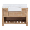 Villareal 48" Single Bath Vanity with Composite Stone Top in White, White Farmhouse Basin