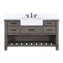 Villareal 60" Single Bath Vanity with Composite Stone Top in White, White Farmhouse Basin