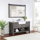 Villareal 60" Single Bath Vanity with Composite Stone Top in White, White Farmhouse Basin