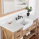 Villareal 60" Single Bath Vanity with Composite Stone Top in White, White Farmhouse Basin