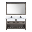 Villareal 60" Double Bath Vanity with Composite Stone Top in White, White Farmhouse Basin