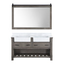 Villareal 60" Double Bath Vanity with Composite Stone Top in White, White Farmhouse Basin