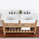 Villareal 60" Double Bath Vanity with Composite Stone Top in White, White Farmhouse Basin