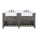 Villareal 72" Double Bath Vanity with Composite Stone Top in White, White Farmhouse Basin