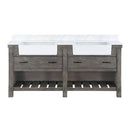 Villareal 72" Double Bath Vanity with Composite Stone Top in White, White Farmhouse Basin