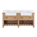 Villareal 72" Double Bath Vanity with Composite Stone Top in White, White Farmhouse Basin