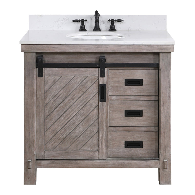 Cortes 36" Single Sink Bath Vanity with White Composite Countertop