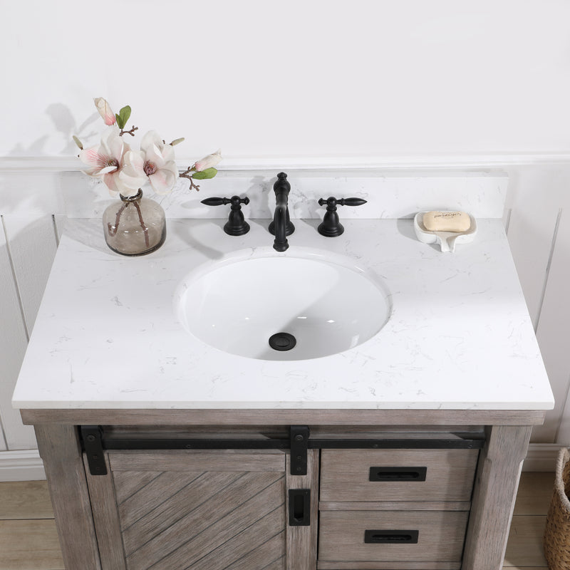 Cortes 36" Single Sink Bath Vanity with White Composite Countertop