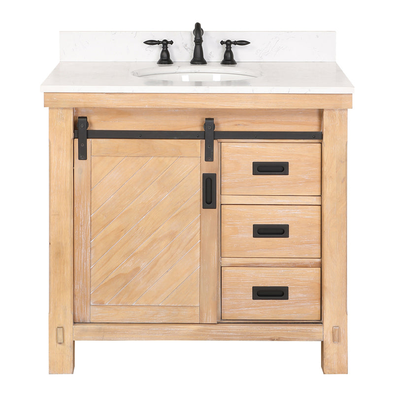 Cortes 36" Single Sink Bath Vanity with White Composite Countertop