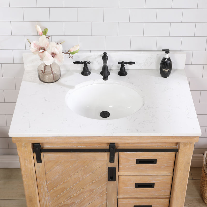 Cortes 36" Single Sink Bath Vanity with White Composite Countertop