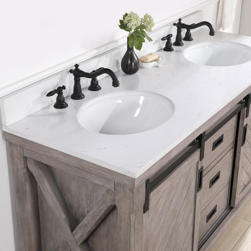 Cortes 60" Double Sink Bath Vanity with White Composite Countertop