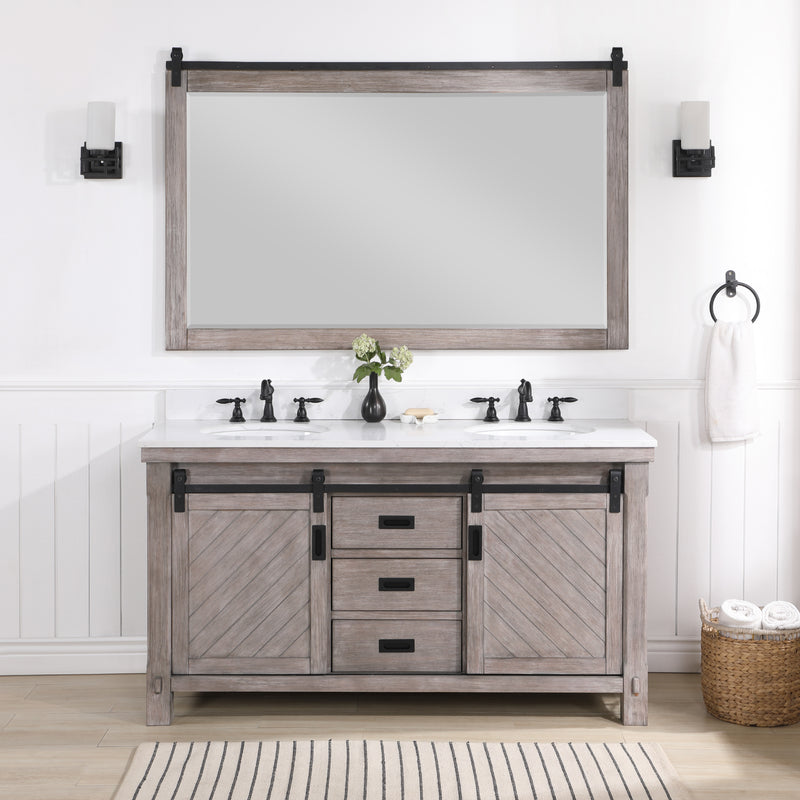 Cortes 60" Double Sink Bath Vanity with White Composite Countertop