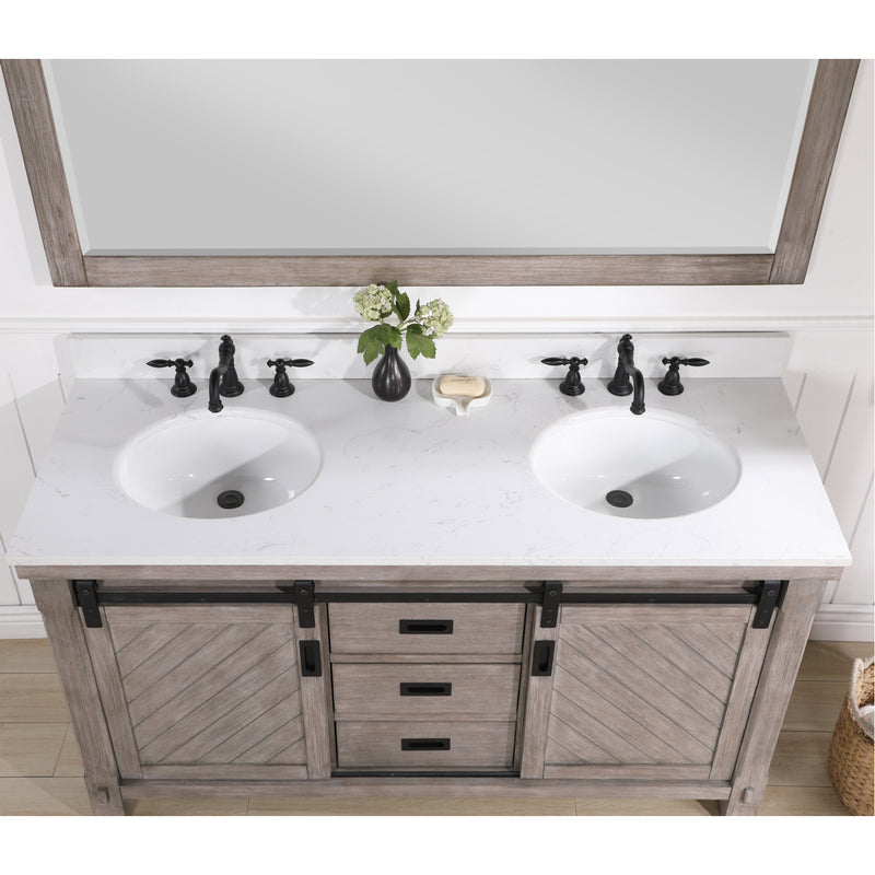 Cortes 60" Double Sink Bath Vanity with White Composite Countertop