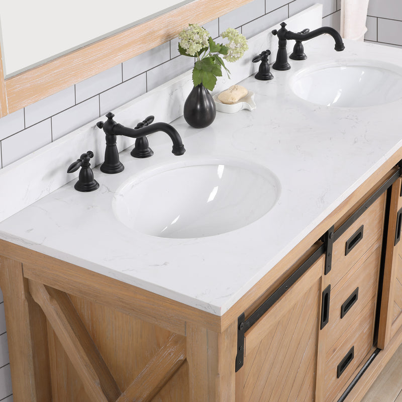 Cortes 60" Double Sink Bath Vanity with White Composite Countertop