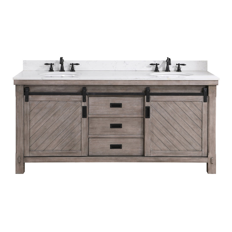 Cortes 72" Double Sink Bath Vanity with White Composite Countertop