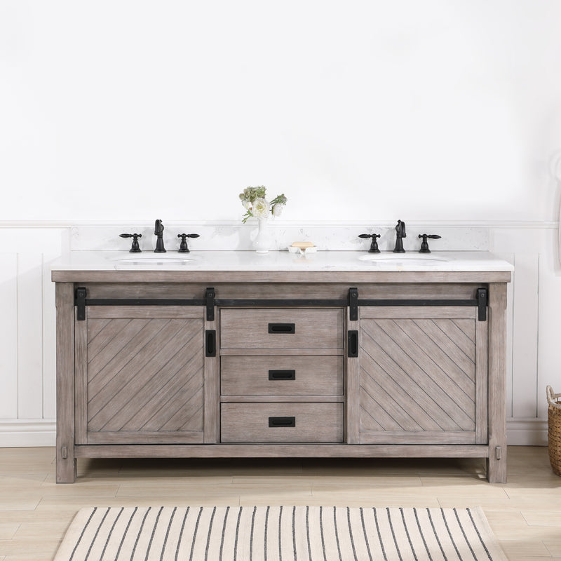 Cortes 72" Double Sink Bath Vanity with White Composite Countertop