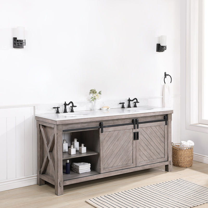 Cortes 72" Double Sink Bath Vanity with White Composite Countertop