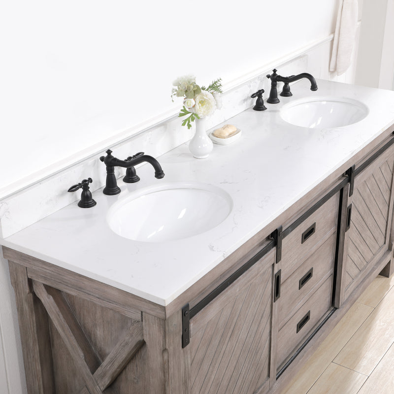 Cortes 72" Double Sink Bath Vanity with White Composite Countertop