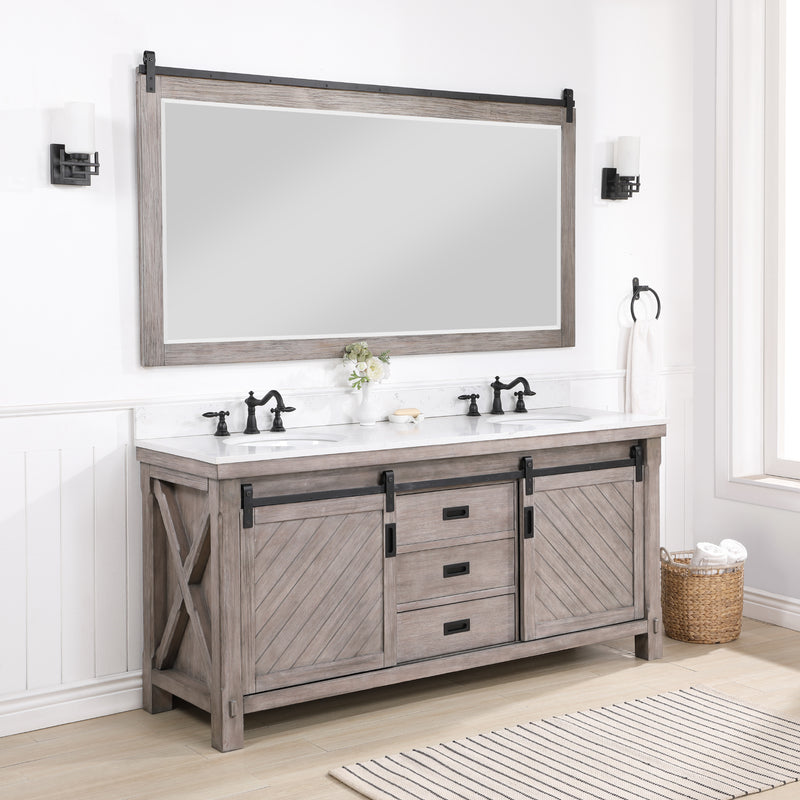 Cortes 72" Double Sink Bath Vanity with White Composite Countertop