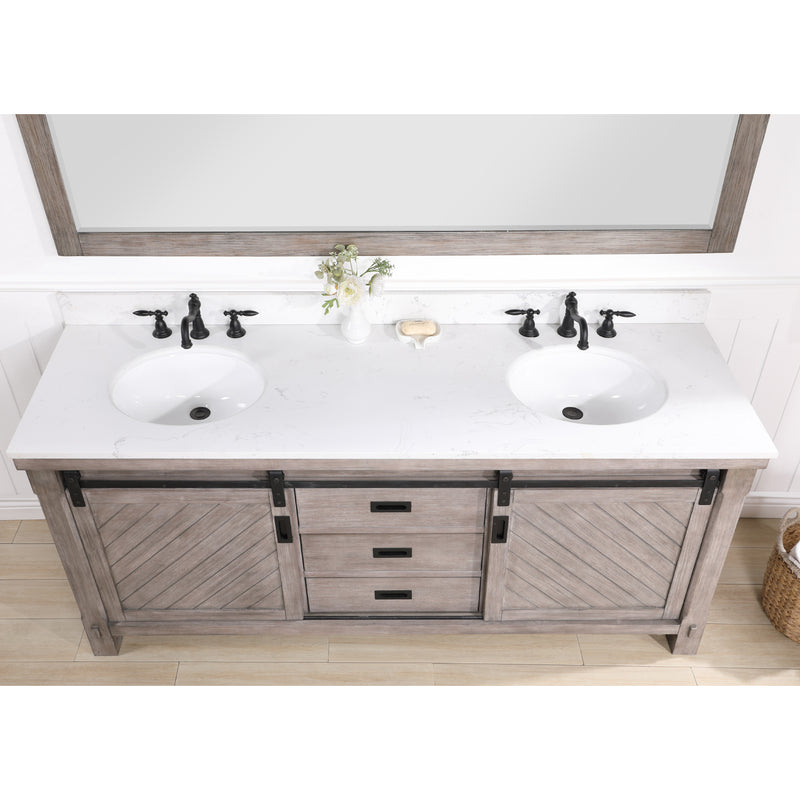 Cortes 72" Double Sink Bath Vanity with White Composite Countertop