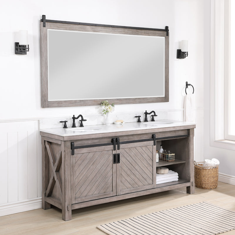 Cortes 72" Double Sink Bath Vanity with White Composite Countertop