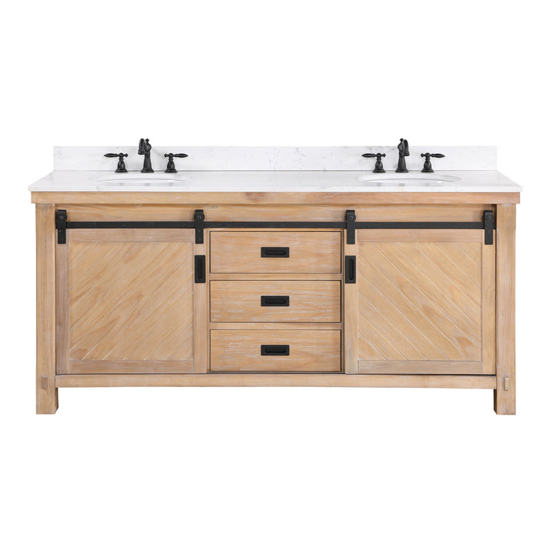 Cortes 72" Double Sink Bath Vanity with White Composite Countertop