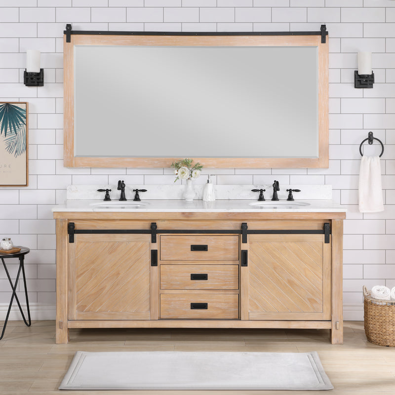 Cortes 72" Double Sink Bath Vanity with White Composite Countertop