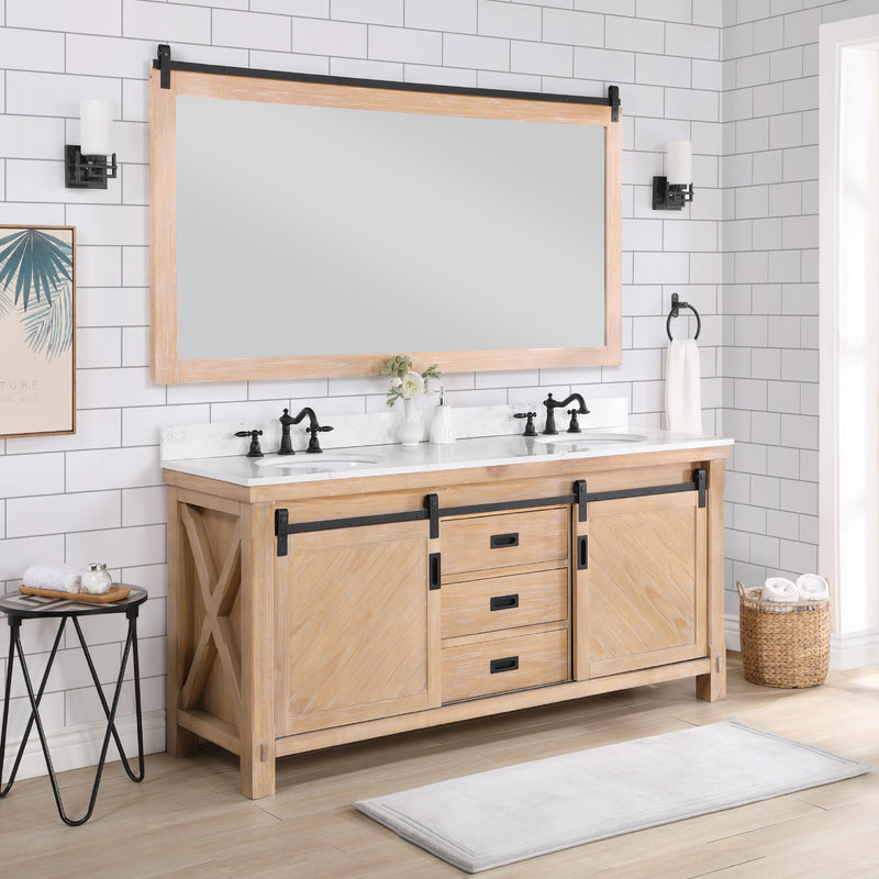 Cortes 72" Double Sink Bath Vanity with White Composite Countertop