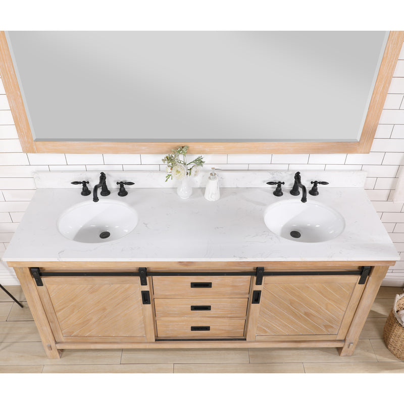 Cortes 72" Double Sink Bath Vanity with White Composite Countertop