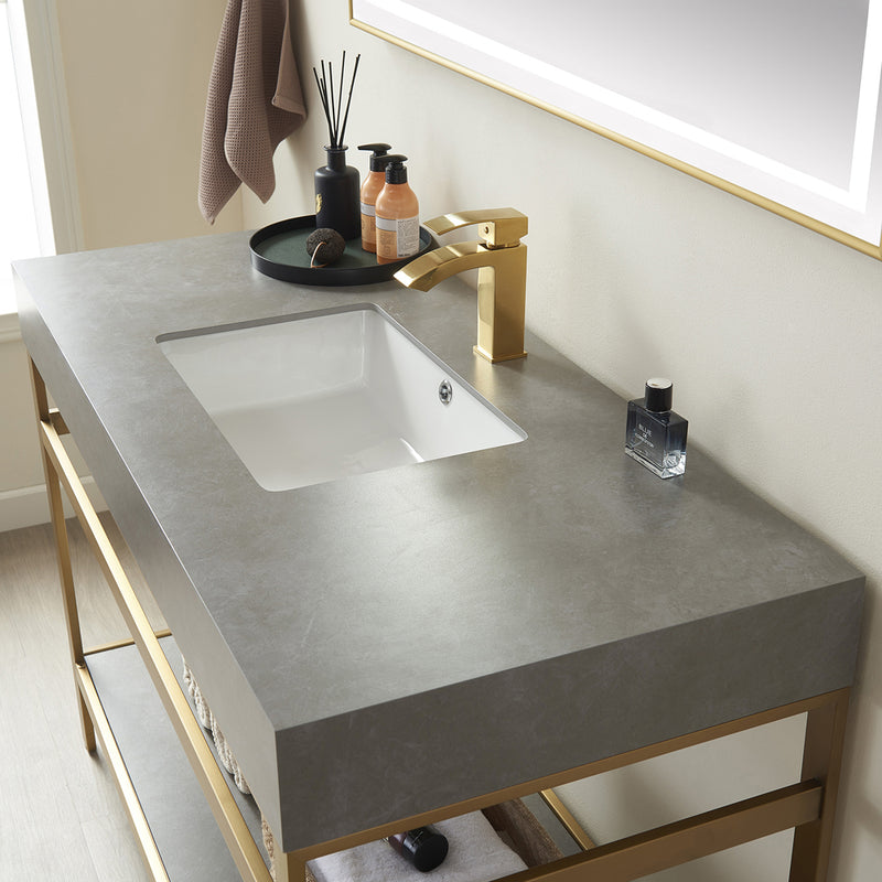 Vinnova Design Funes 48" Single Sink Bath Vanity Metal Support with Sintered Stone Top