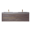 Vinnova Design Palencia 72" Double Sink Wall-Mount Bath Vanity with Grey Composite Integral Square Sink Top