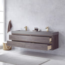 Vinnova Design Palencia 72" Double Sink Wall-Mount Bath Vanity with Grey Composite Integral Square Sink Top