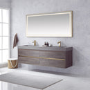 Vinnova Design Palencia 72" Double Sink Wall-Mount Bath Vanity with Grey Composite Integral Square Sink Top