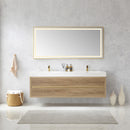 Vinnova Design Palencia 72" Double Sink Wall-Mount Bath Vanity with Grey Composite Integral Square Sink Top