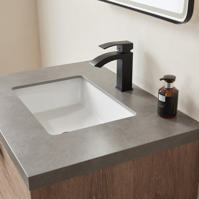 Vinnova Design Carcastillo 30" Single Sink Bath Vanity with Grey Sintered Stone Top